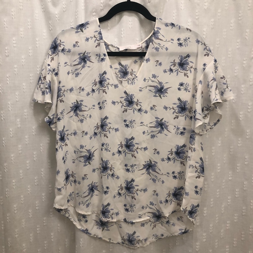 Lush Floral Flutter Sleeve Blouse